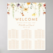 Rustieke Wildflower bruiloft Zitkaart Poster (Voorkant)