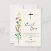 Rustieke Wildflower Doop Bedankkaart (Voorkant)