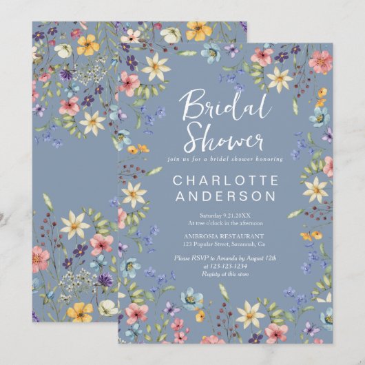 Rustieke Wildflower Dusty Blue Vrijgezellenfeest Kaart (Voorkant / Achterkant)