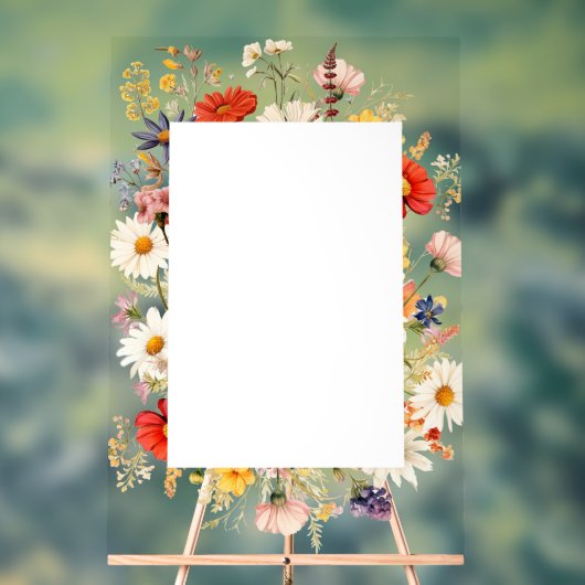 Rustieke Wildflower Elegant Country Floral Acryl Bord (Neutraal)