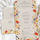 Rustieke Wildflower Elegante Bloemen Bruiloft en R All In One Uitnodiging