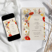 Rustieke Wildflower Elegante Bloemenboog Bruiloft Kaart