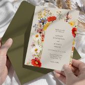 Rustieke Wildflower Elegante Bloemenboog Bruiloft Kaart