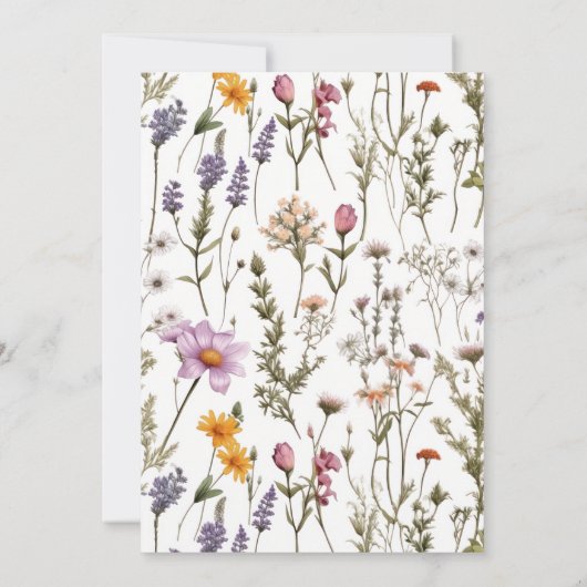 Rustieke Wildflower Floral | Botanische bruiloft Kaart (Achterkant)