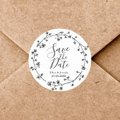 Rustieke Wildflower Folk Bruiloft Save The Date Ronde Sticker