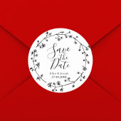 Rustieke Wildflower Folk Bruiloft Save The Date Ronde Sticker