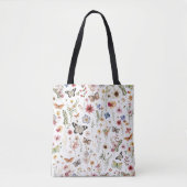 Rustieke Wildflower Garden vlinder patroon Tote Bag (Voorkant)