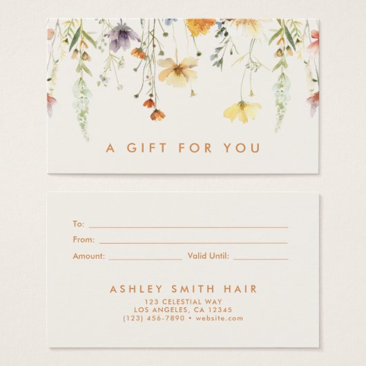 Rustieke Wildflower Gift Kaart (Voorkant /achterkant)