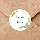 Rustieke Wildflower Groen Bladgroen Bruiloft Ronde Sticker