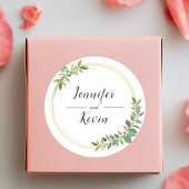 Rustieke Wildflower Groen Bladgroen Bruiloft Ronde Sticker