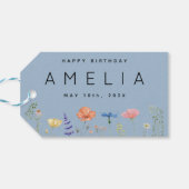 Rustieke Wildflower Happy Birthday Naam Cadeaulabel (Achterkant Horizontaal)