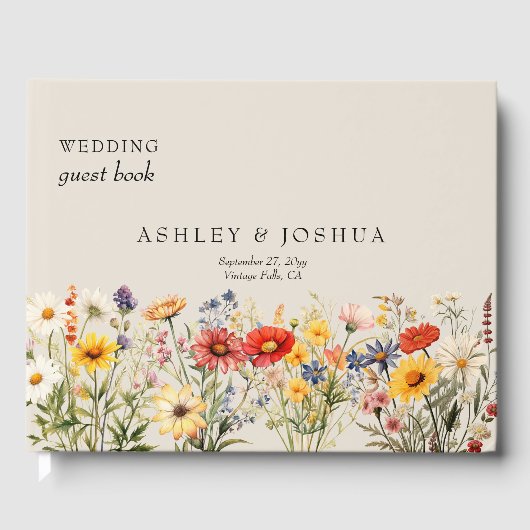 Rustieke Wildflower Herfst en Zomer Bloemen Bruilo Gastenboek (Voorkant)
