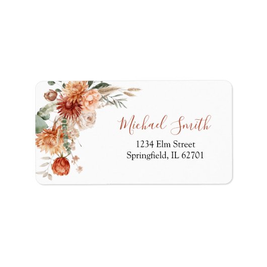 Rustieke Wildflower Herfst in Liefde Baby shower A Etiket (Voorkant)