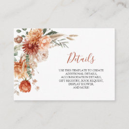 Rustieke Wildflower Herfst in Liefde Baby shower D Informatiekaartje