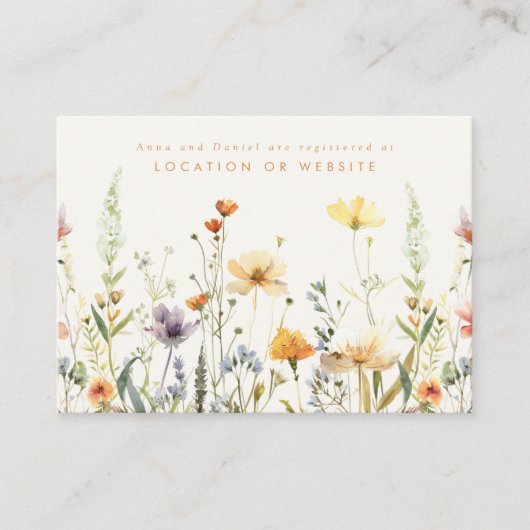 Rustieke Wildflower huwelijksregister Informatiekaartje (Voorkant)