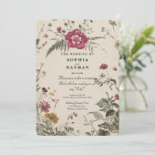 Rustieke Wildflower Huwelijksuitnodiging Kaart (Staand voorkant)