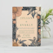 Rustieke  Wildflower Huwelijksuitnodiging Kaart (Staand voorkant)