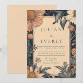 Rustieke  Wildflower Huwelijksuitnodiging Kaart (Voorkant / Achterkant)