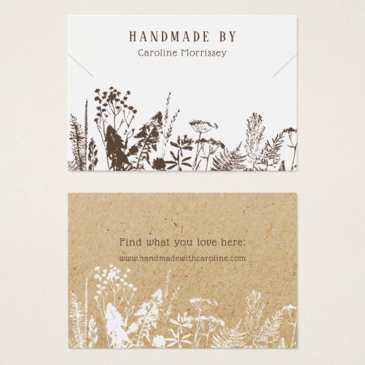 Rustieke Wildflower Ketting Display Kaart (Voorkant /achterkant)