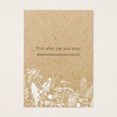 Rustieke Wildflower Ketting Display Kaart (Achterkant)