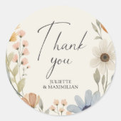 Rustieke Wildflower Krans Dank u Wedding Favoriet Ronde Sticker (Voorkant)