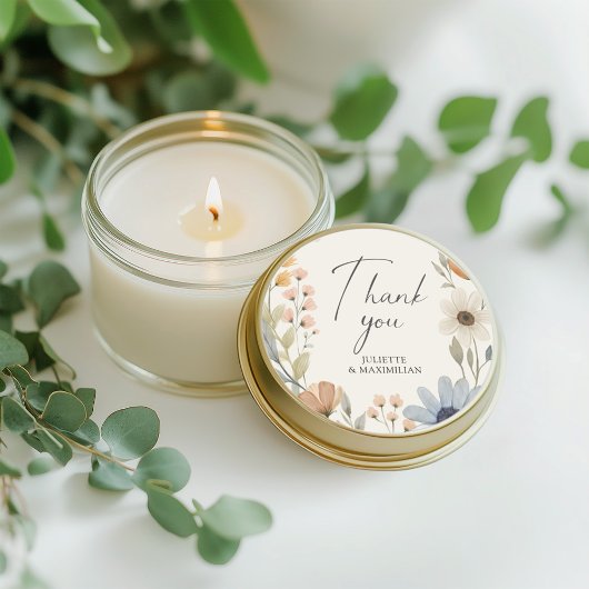 Rustieke Wildflower Krans Dank u Wedding Favoriet Ronde Sticker