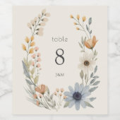 Rustieke Wildflower Krans Trouwtafel Nummer Wijn Etiket (Enkel label)