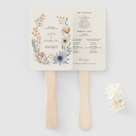 Rustieke Wildflower Krans Tuin Trouwprogramma Handwaaier
