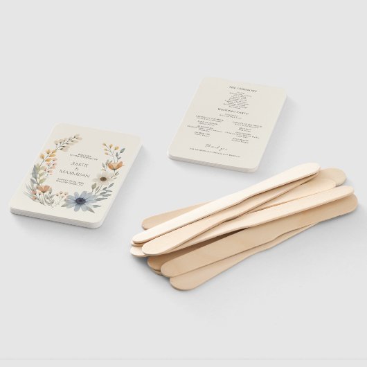 Rustieke Wildflower Krans Tuin Trouwprogramma Handwaaier (Niet-gemonteerd)