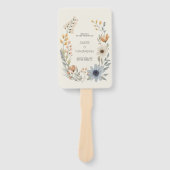 Rustieke Wildflower Krans Tuin Trouwprogramma Handwaaier (Voorkant)