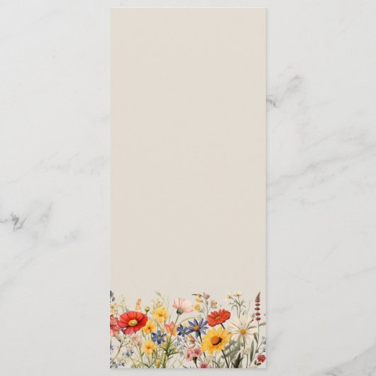 Rustieke Wildflower Land Bloemen Bruiloft Menu Kaart (Achterkant)