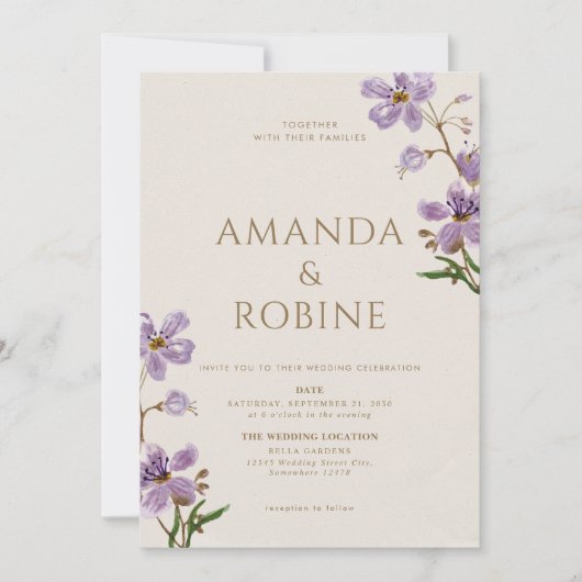 Rustieke Wildflower Lavendel Wedding Kaart (Voorkant)