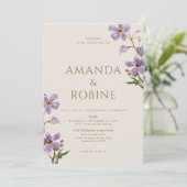 Rustieke Wildflower Lavendel Wedding Kaart (Staand voorkant)
