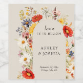 Rustieke Wildflower Liefde is in Bloom Bruiloft Wijn Etiket (Enkel label)