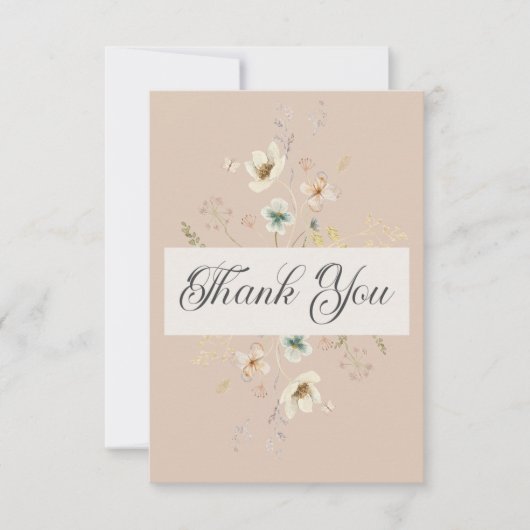 Rustieke Wildflower Lijst Blush Roze Bruiloft Bedankkaart (Voorkant)