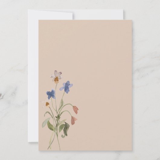 Rustieke Wildflower Lijst Blush Roze Kaart (Achterkant)