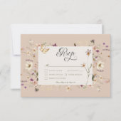 Rustieke Wildflower Lijst Blush Roze RSVP Kaartje (Voorkant)