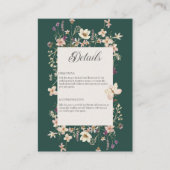 Rustieke Wildflower Lijst Emerald Green Details Informatiekaartje (Voorkant)