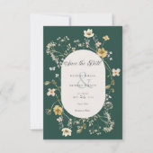 Rustieke Wildflower Lijst Emerald Green Save The Date (Voorkant)