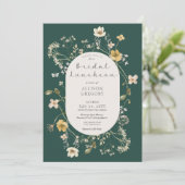 Rustieke Wildflower Lijst Groene Bruids Luncheon Kaart (Staand voorkant)