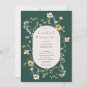 Rustieke Wildflower Lijst Groene Bruidsbrunch Kaart (Voorkant)