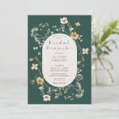 Rustieke Wildflower Lijst Groene Bruidsbrunch Kaart (Staand voorkant)
