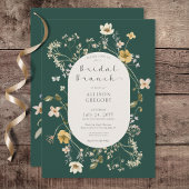 Rustieke Wildflower Lijst Groene Bruidsbrunch Kaart