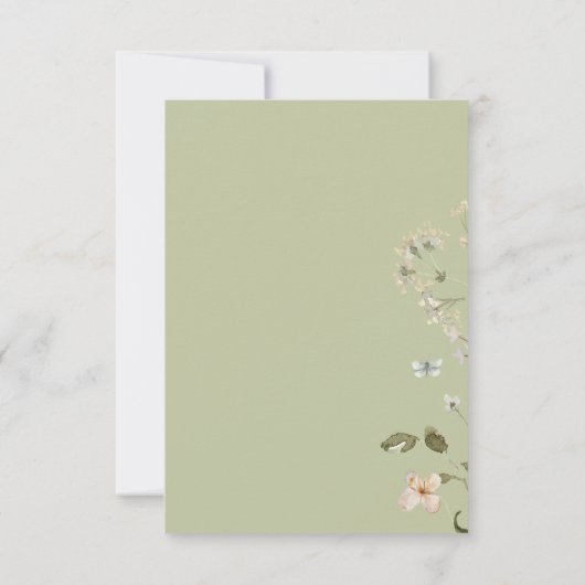 Rustieke Wildflower Lijst Sage Groen Save The Date (Achterkant)