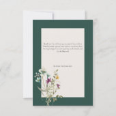 Rustieke Wildflower Lijst Smaragd Groene Bruiloft Bedankkaart (Achterkant)