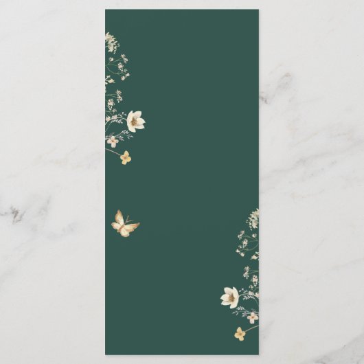 Rustieke Wildflower Lijst Smaragd Groene Bruiloft Menu (Achterkant)