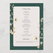Rustieke Wildflower Lijst Smaragd Groene Bruiloft Programmakaart (Achterkant)