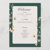 Rustieke Wildflower Lijst Smaragd Groene Bruiloft Programmakaart (Voorkant)