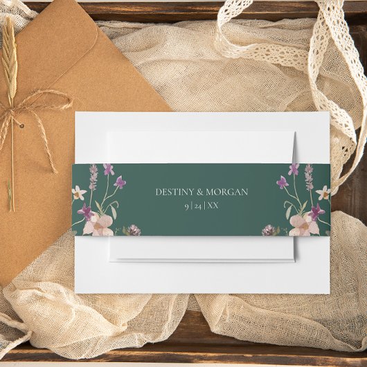 Rustieke Wildflower Lijst Smaragd Groene Bruiloft Uitnodigingen Wikkel