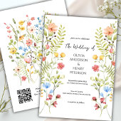 Rustieke Wildflower Meadow Garden QR Code Wedding Kaart